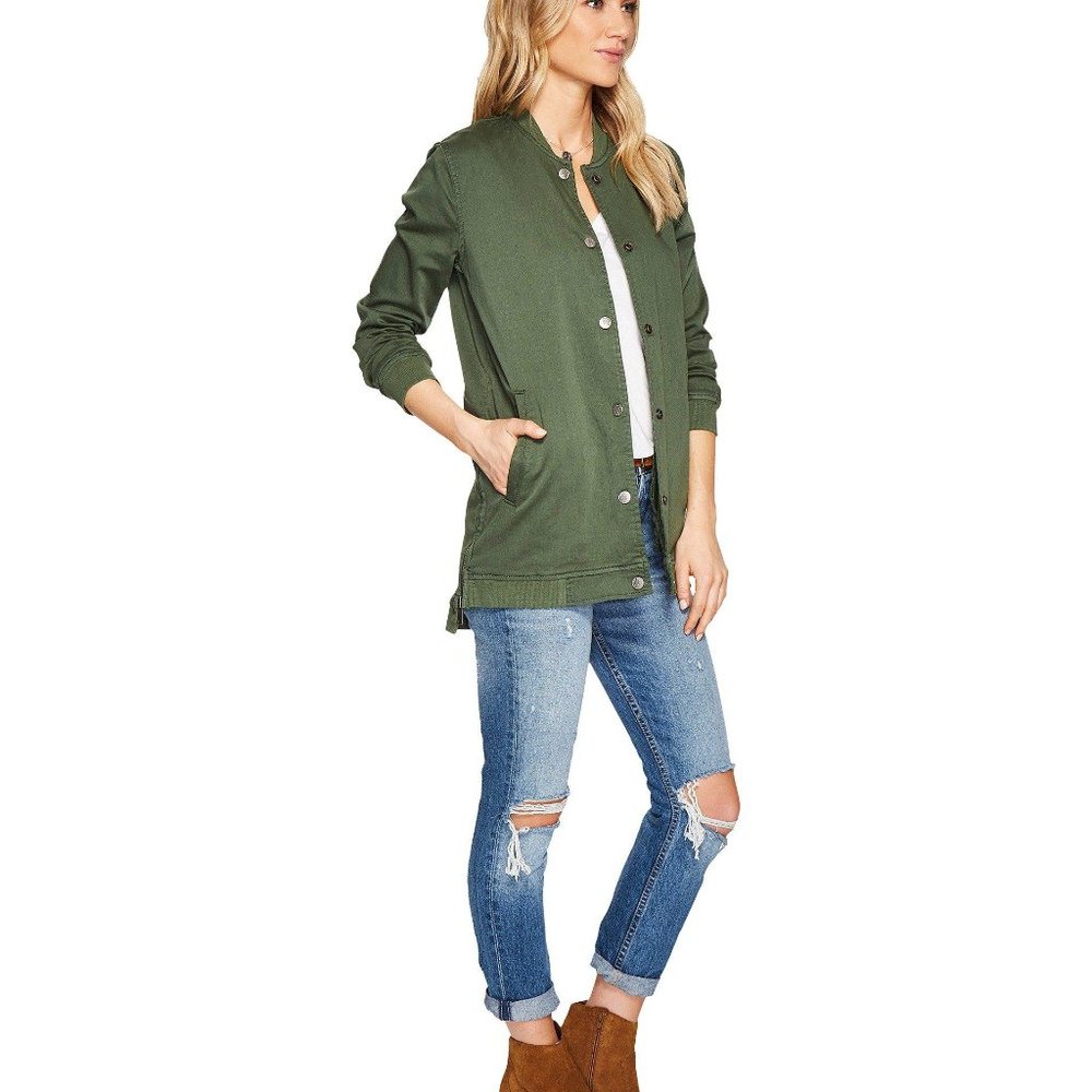 NWT Lucky Brand Long Varsity Jacket in Cilantro
